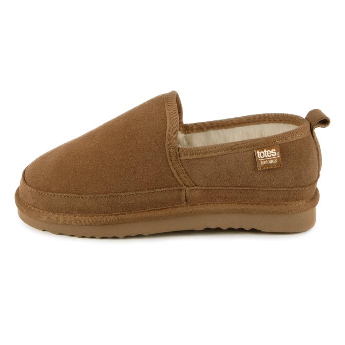 Isotoner® Mens Real Suede Full Back Slipper Tan Extra Image 3